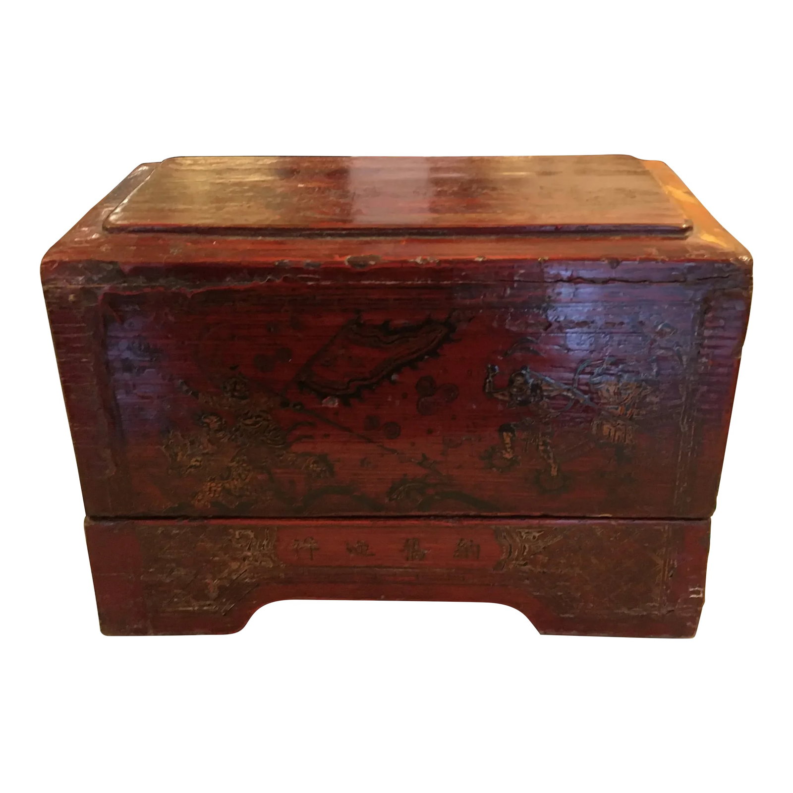 Red Lacquer Asian Box With Tall Removable Top (1 of 12)