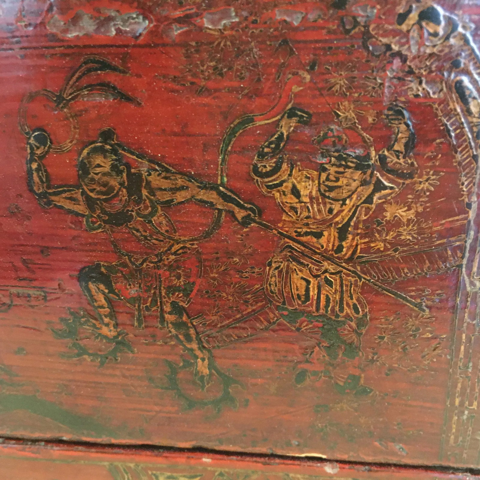 Red Lacquer Asian Box With Tall Removable Top - 3