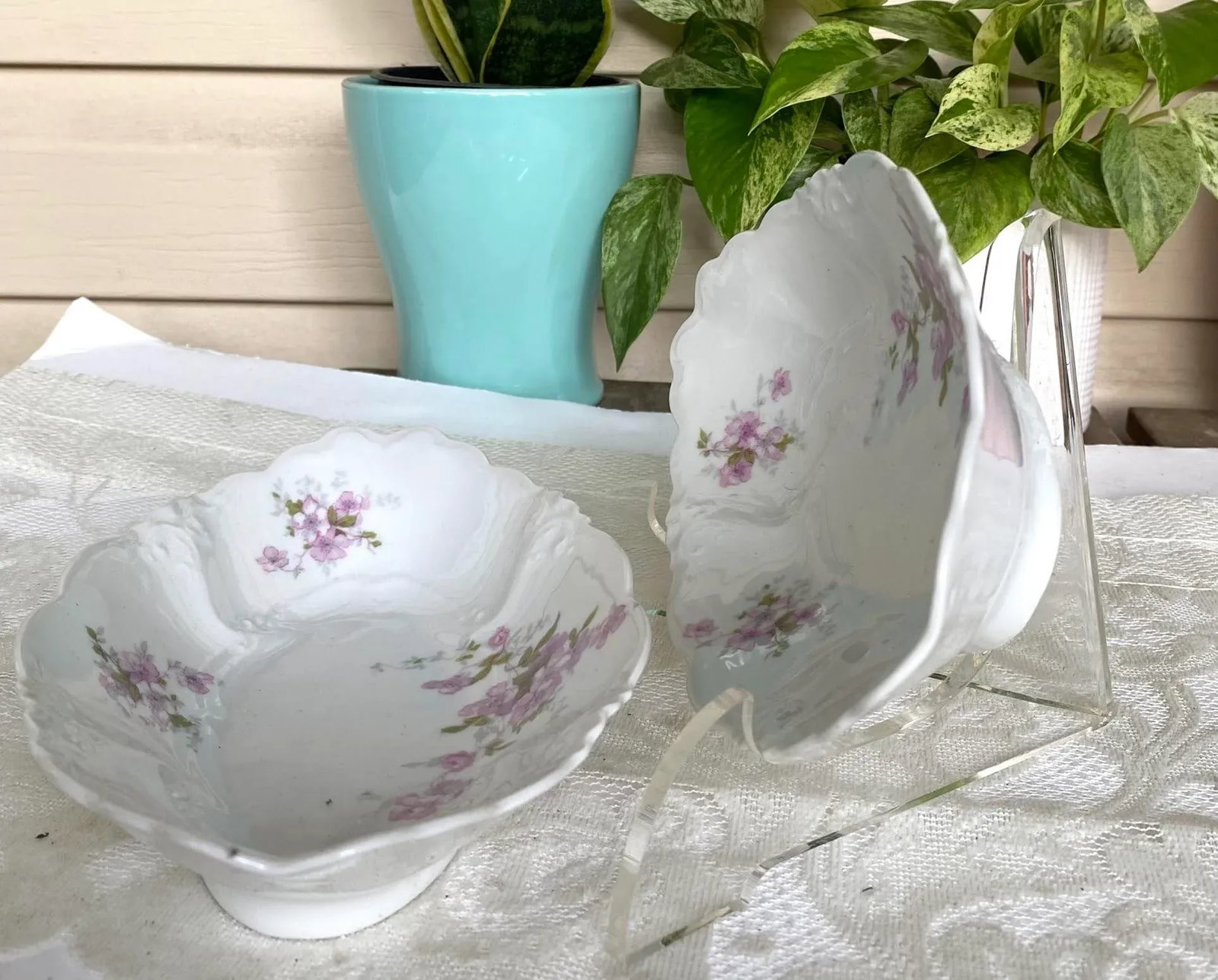 Late 20th Century Vintage Habsburg Austria Serving Set of 4 Oval Platters & Oval Bowls - Purple Flow - 3