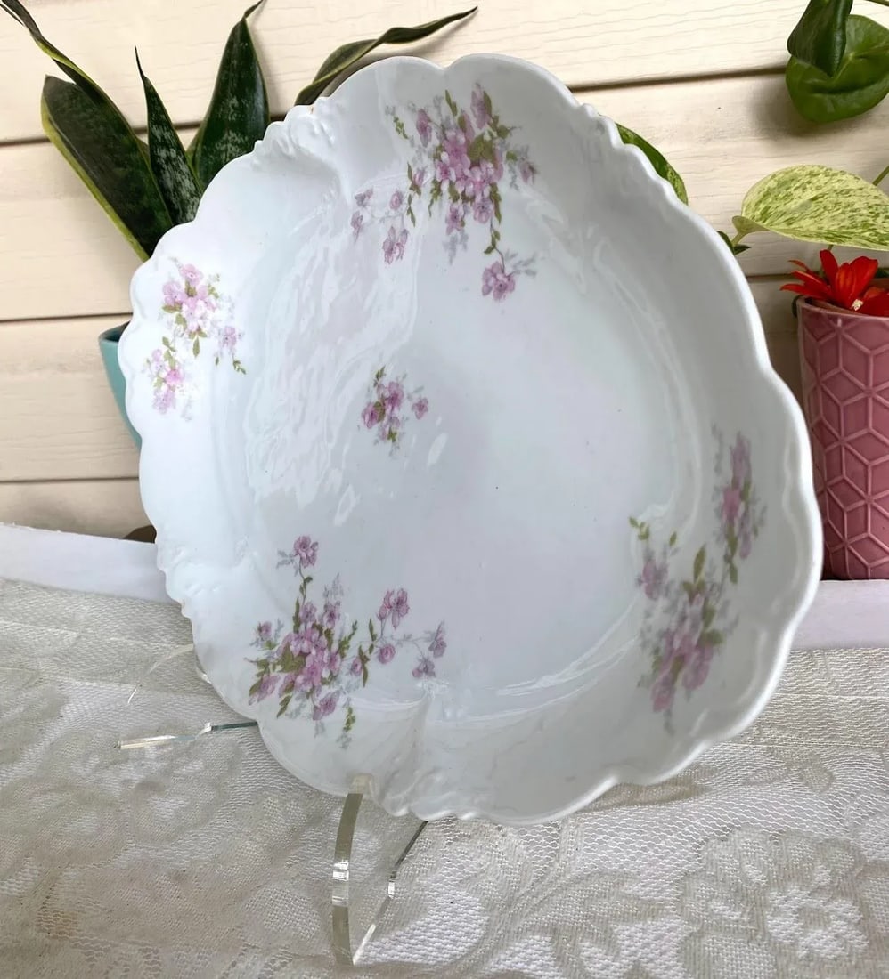 Late 20th Century Vintage Habsburg Austria Serving Set of 4 Oval Platters & Oval Bowls - Purple Flow - 5