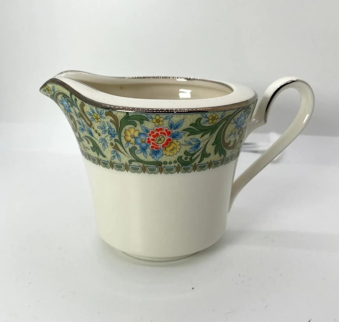 Vintage Noritake Isolde Japan Ivory China # 7019 - 5 Pieces Serving Set, Blue & Yellow Orange Flower - 2