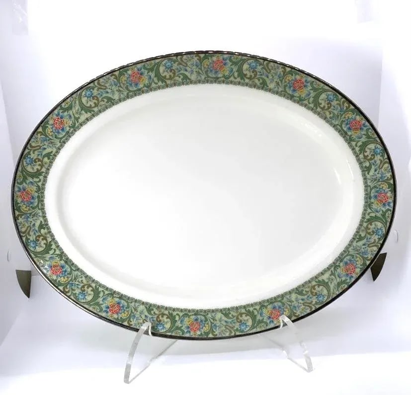 Vintage Noritake Isolde Japan Ivory China # 7019 - 5 Pieces Serving Set, Blue & Yellow Orange Flower - 6