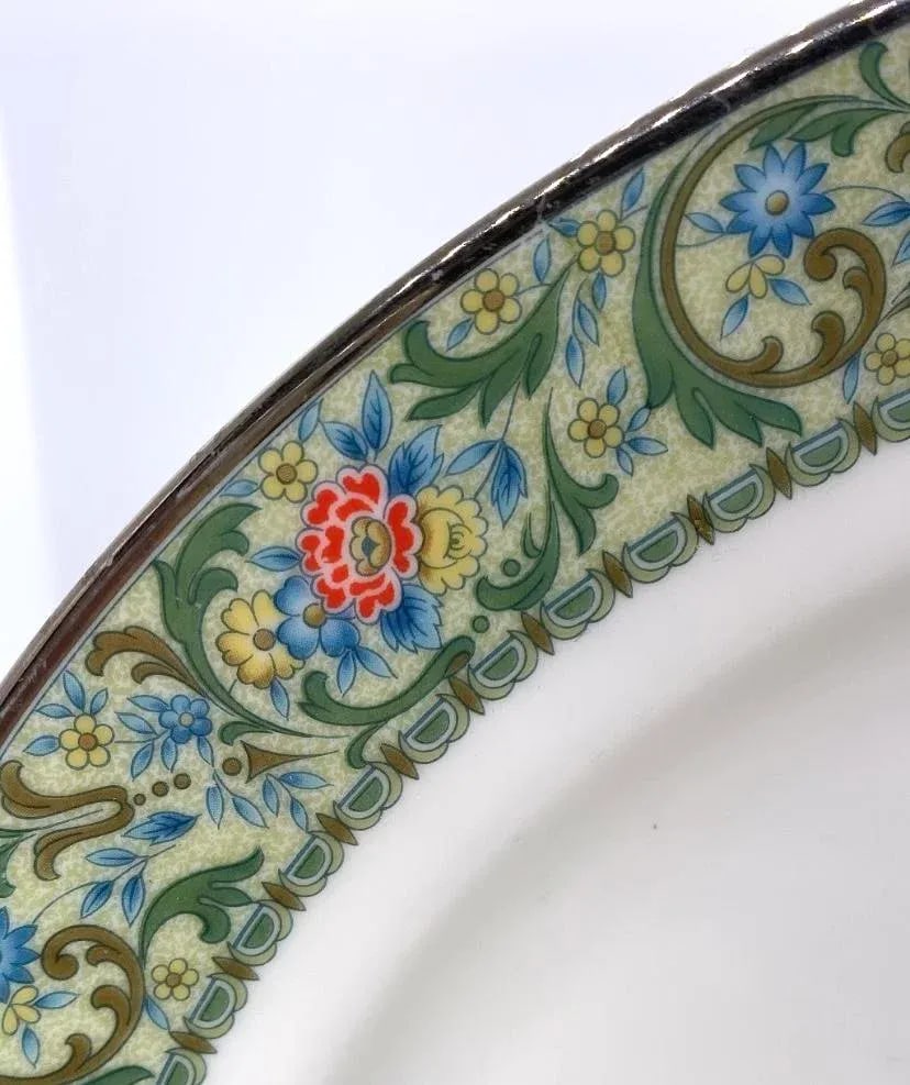 Vintage Noritake Isolde Japan Ivory China # 7019 - 5 Pieces Serving Set, Blue & Yellow Orange Flower - 9