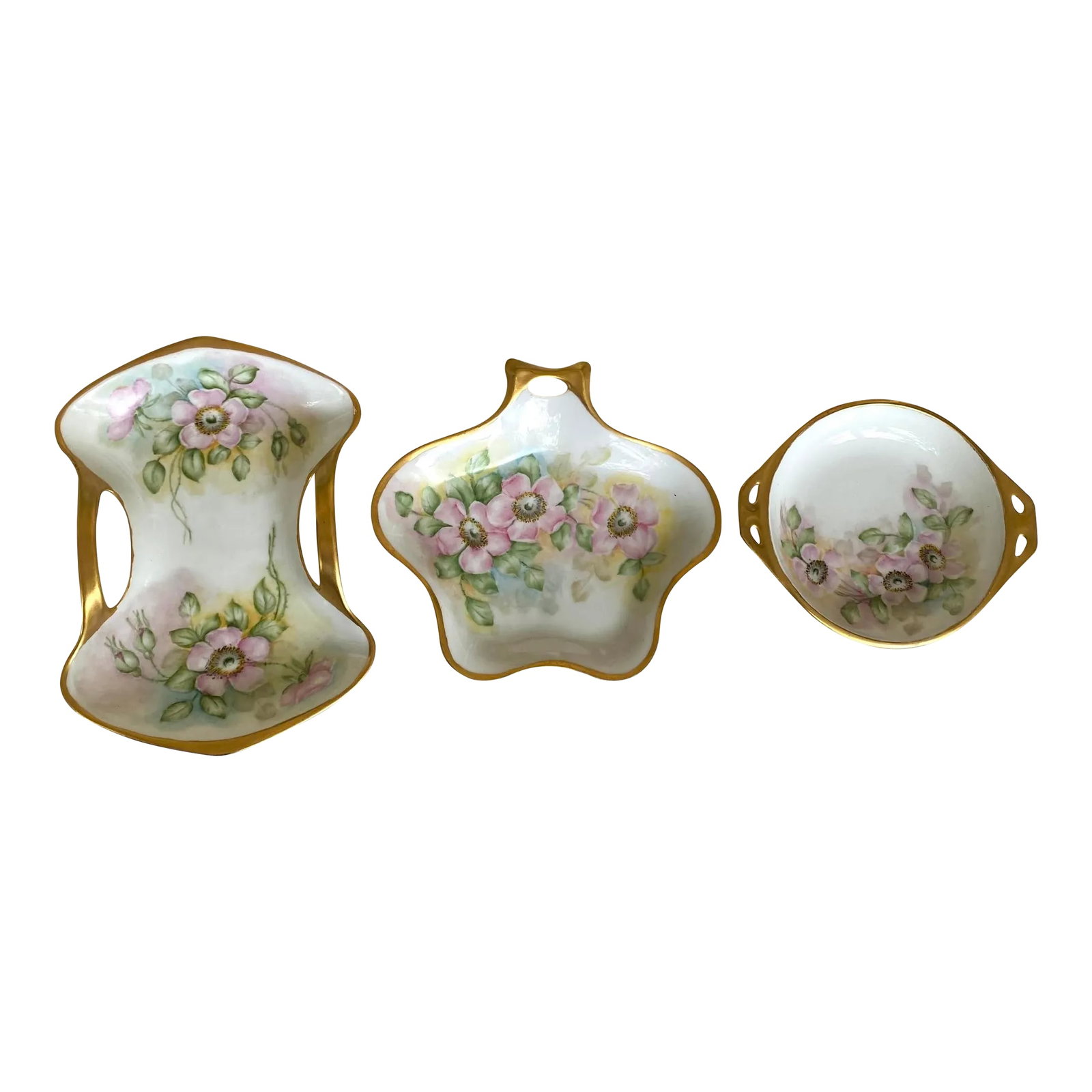 Vintage Hutschenreuther and Reinhold Schlegelmil Hand Painted, Purple Wild Roses, Gold Trim & Gold H: HUTSCHENREUTHER, a renowned Bavarian porcelain manufacturer with a rich heritage of creating exquisite porcelain pieces. And REINHOLD SCHLEGELMIL, commonly known as RS Germany, was a porcelain manufac