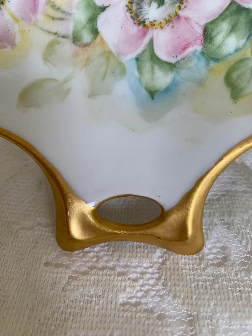 Vintage Hutschenreuther and Reinhold Schlegelmil Hand Painted, Purple Wild Roses, Gold Trim & Gold H - 5