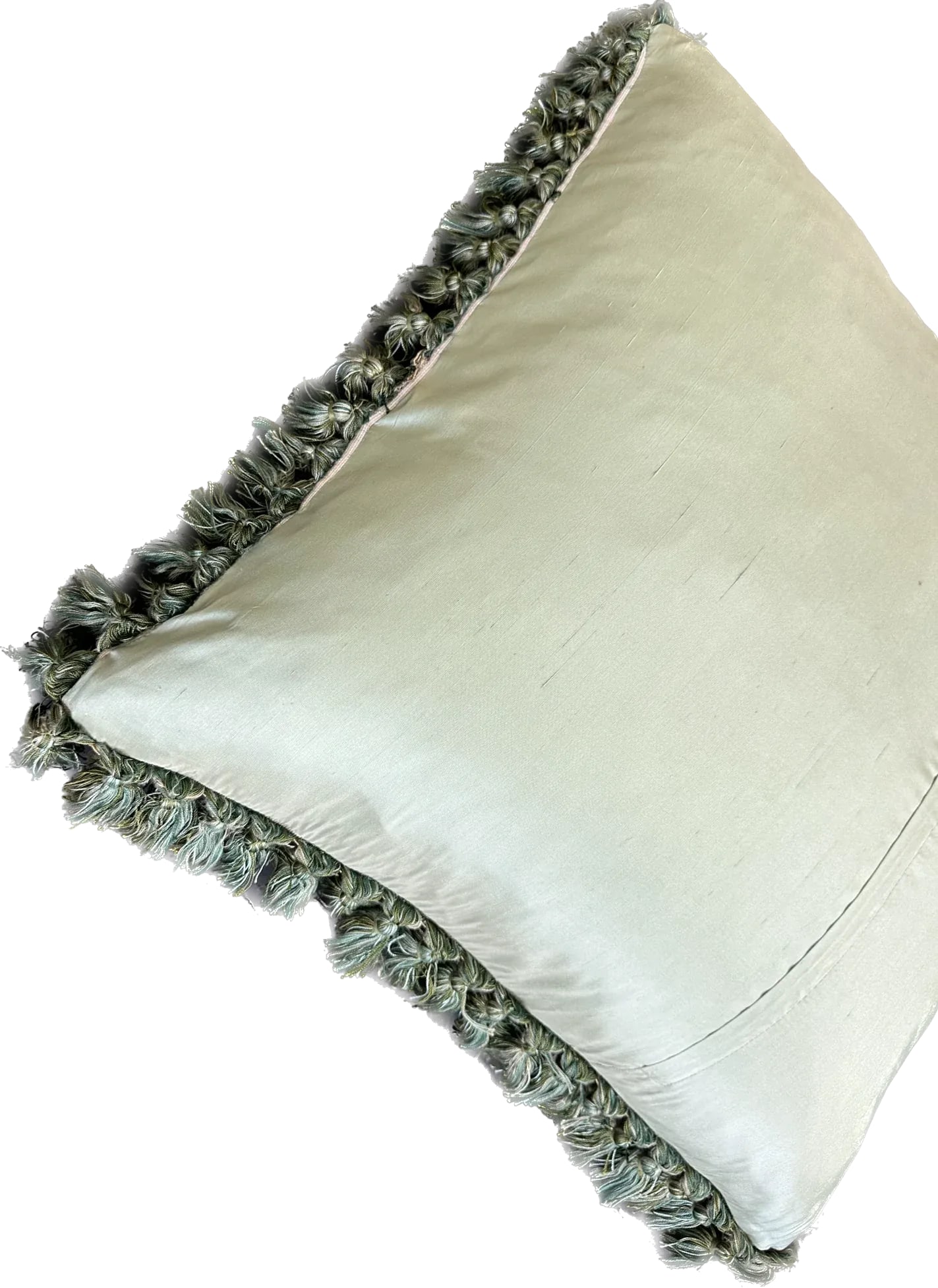 2000s Fine Wool and Silk Blend Aubusson Weave Blue Gold Fruit Tree Design Pillow - 5