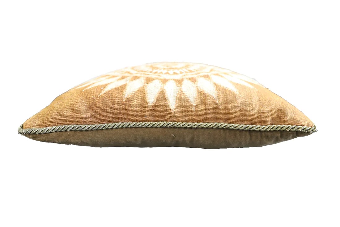 Brown and Cream Square Hand Woven Aubusson Decor Pillow - 3