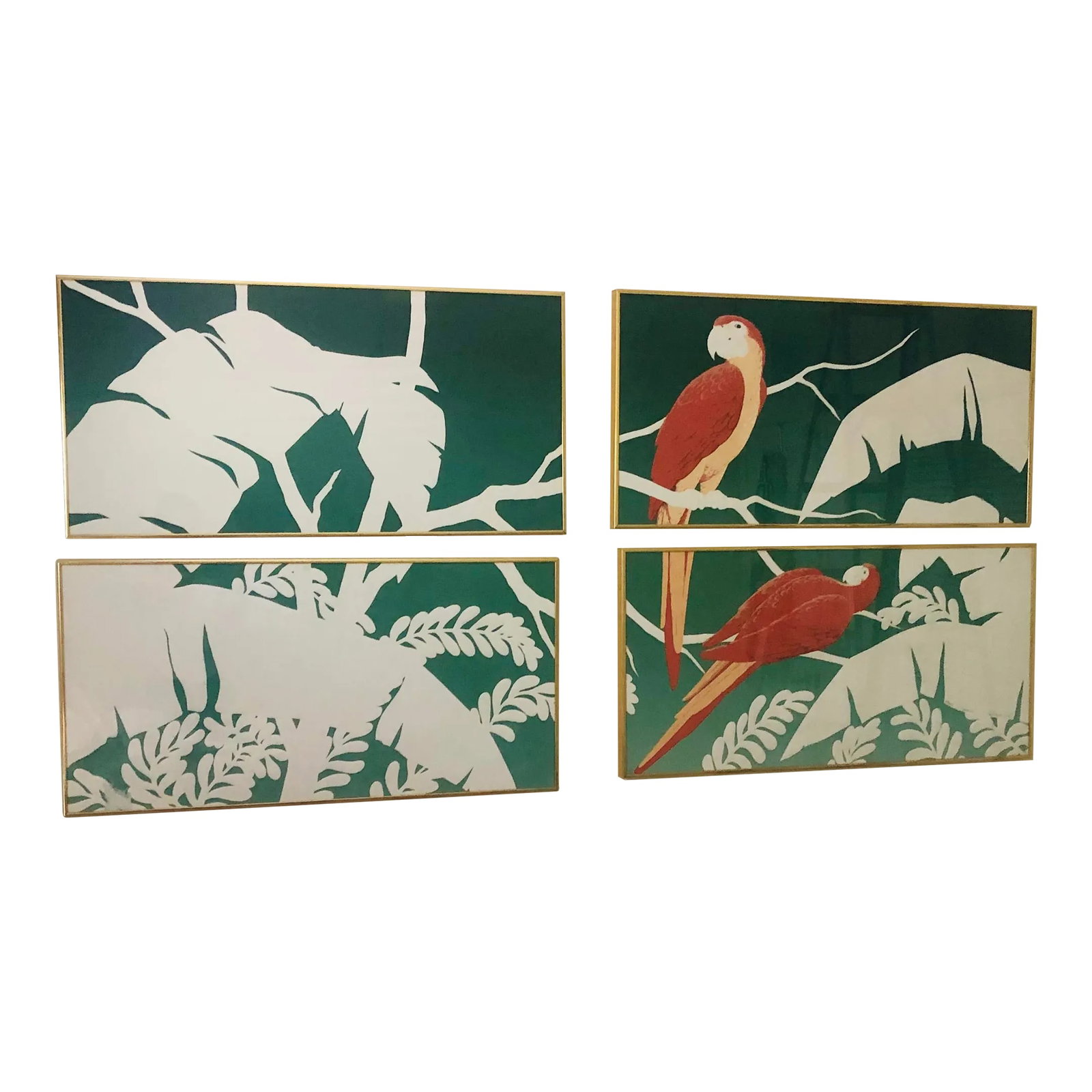 Warren Woodward Signed Serigraph "Paradaise"- Framed Set of Four: This one of a kind four piece (quadriptych) embossed Serigraph Silkscreen, titled, "Paradaise" was created in the early 1980s by the Australian born artist, Warren Woodward (1920-1993). The lower