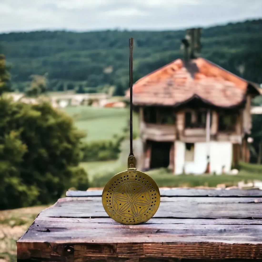 Early 18th Century French Brass Plague Pan With Forged Iron Handle - 7