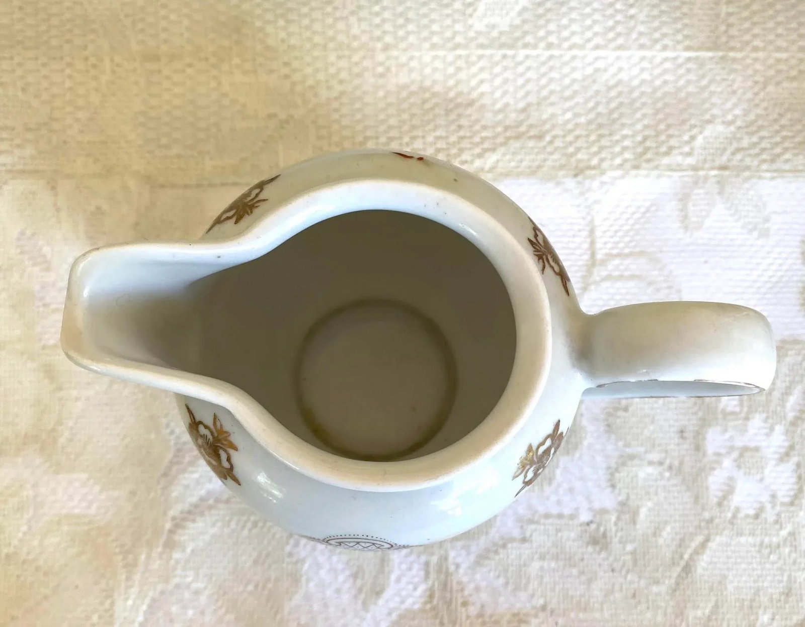 Vintage Mitterteich Bavaria Teapot and Creamer Jar, Gold Floral Scrolls on White with Gold Trim- 2 P - 7