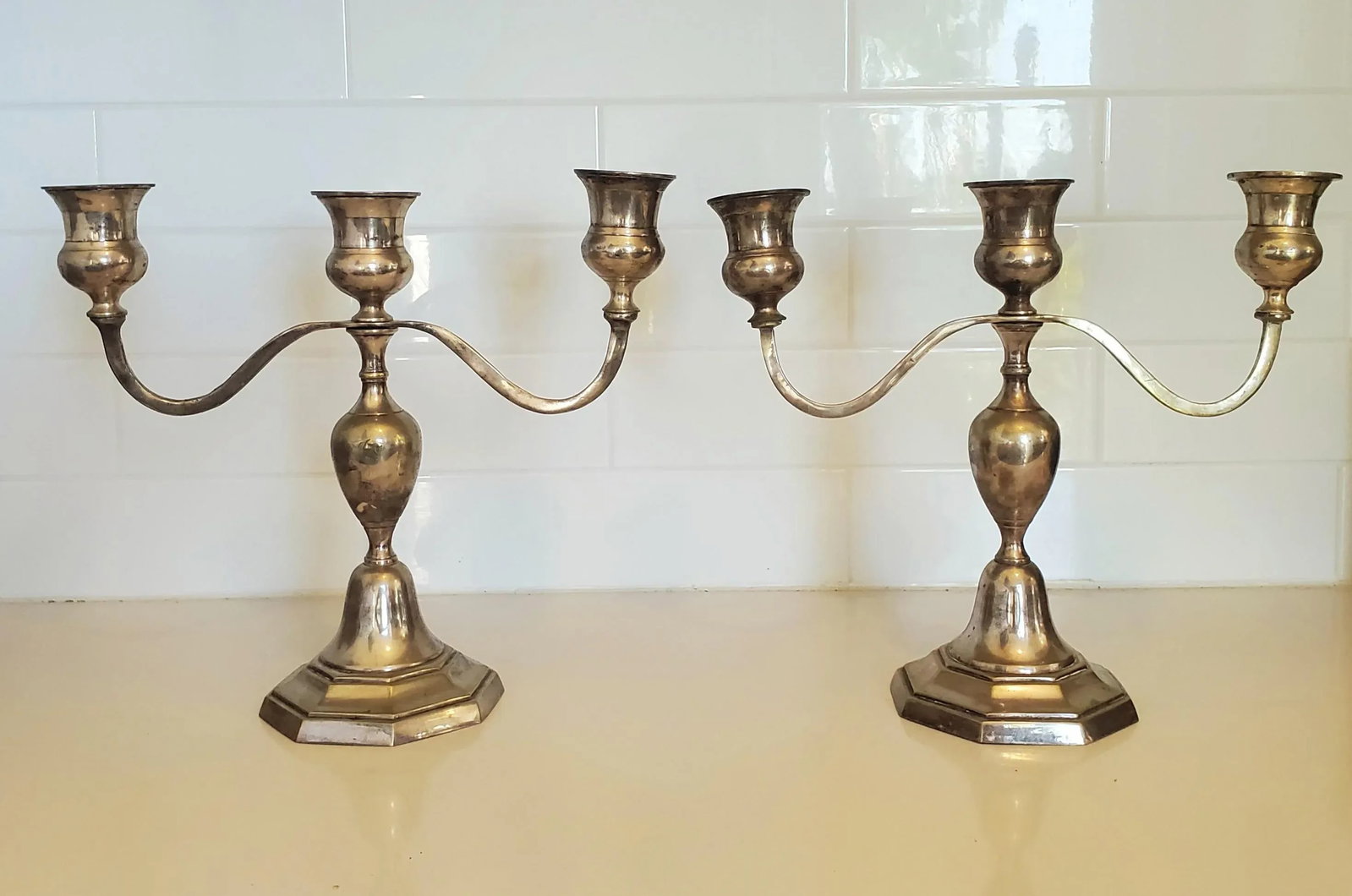 Mid 20th Century Silverplated Candelabras Pair - 2