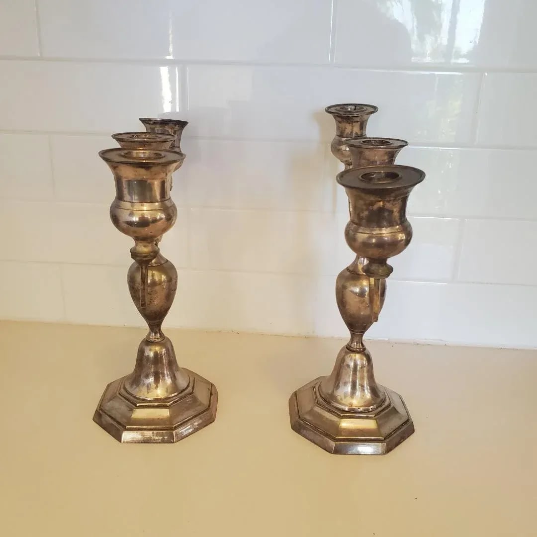 Mid 20th Century Silverplated Candelabras Pair - 3