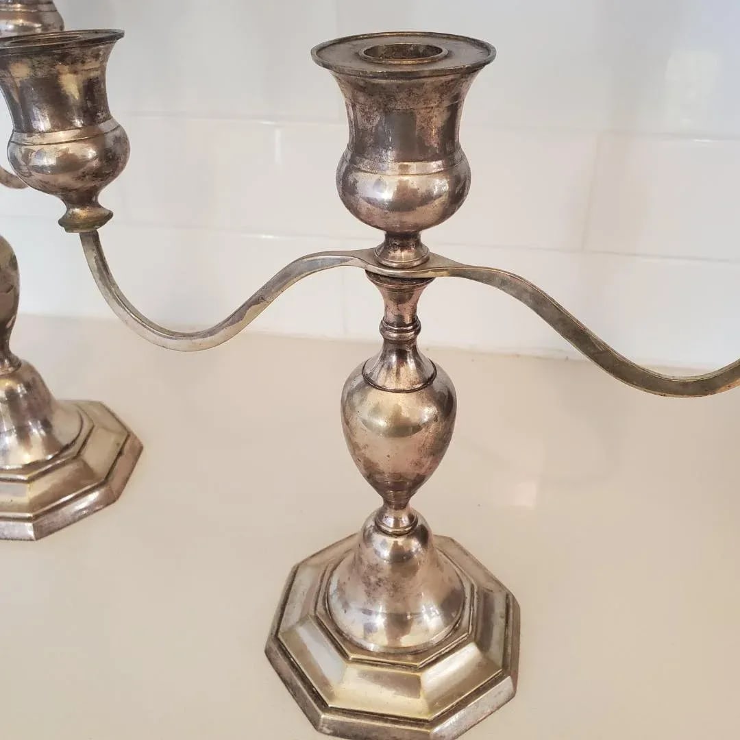 Mid 20th Century Silverplated Candelabras Pair - 4