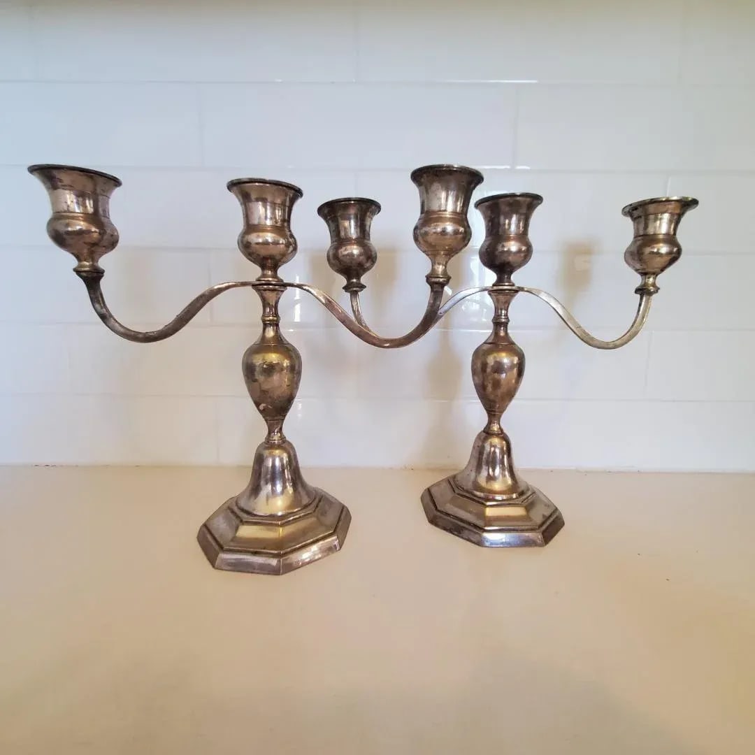 Mid 20th Century Silverplated Candelabras Pair - 7