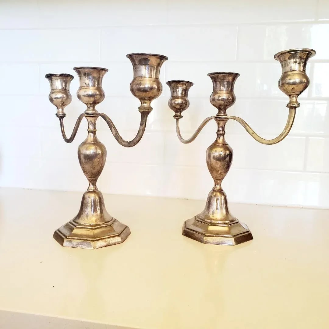Mid 20th Century Silverplated Candelabras Pair - 8