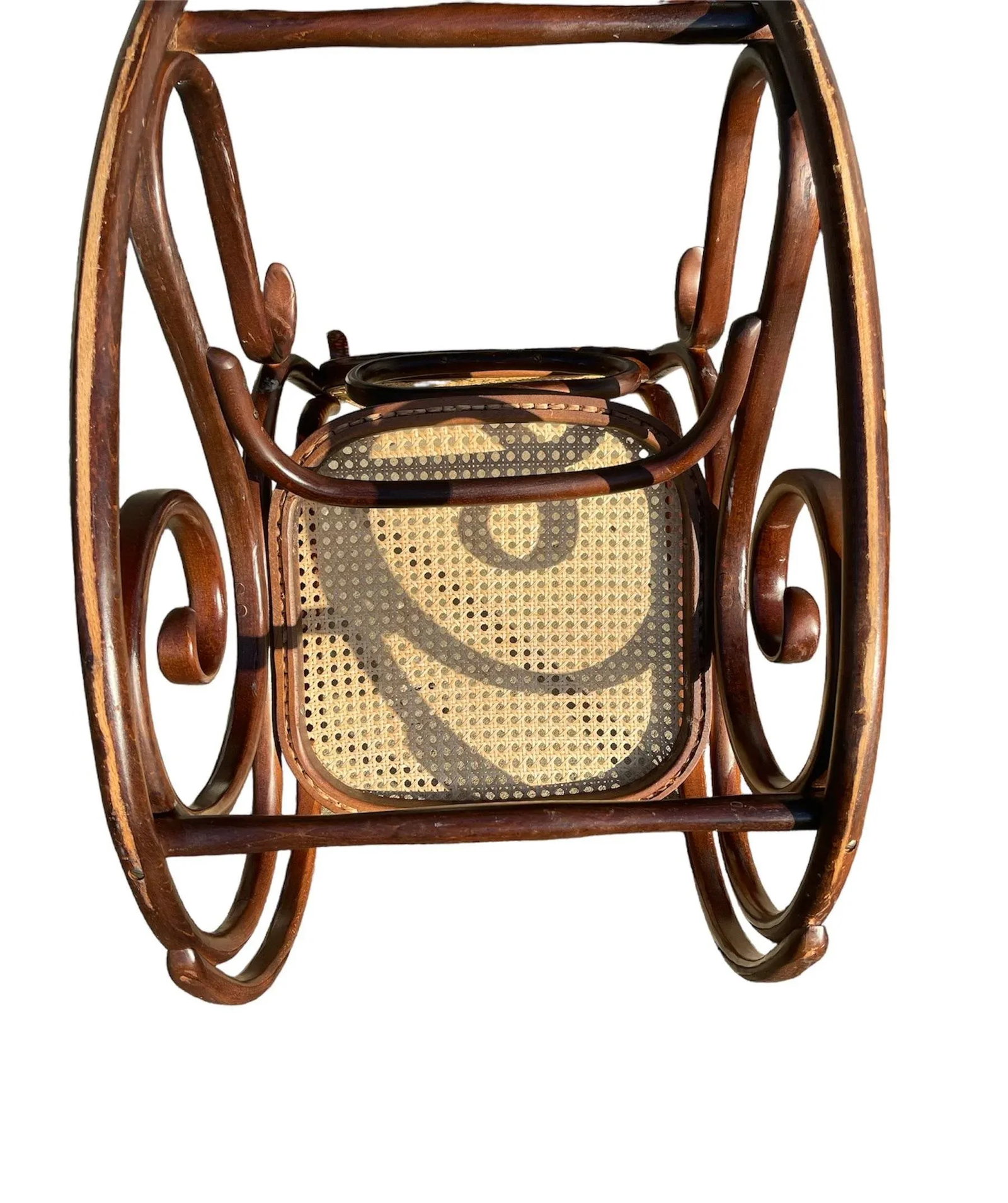 Early 20th Century Bentwood Cane Back Rocking Chair in the Style of Michael Thonet, Made in Poland - 2