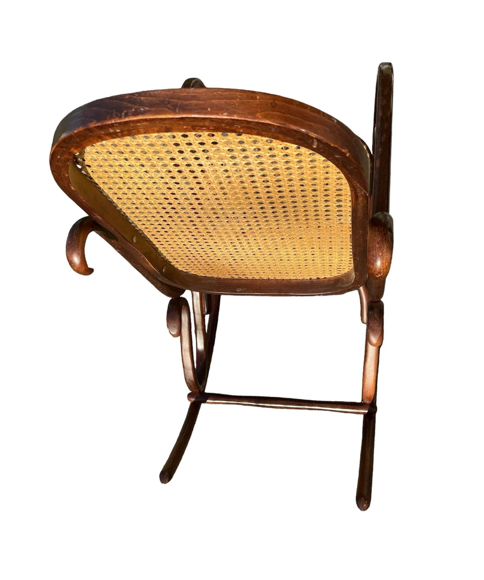 Early 20th Century Bentwood Cane Back Rocking Chair in the Style of Michael Thonet, Made in Poland - 4