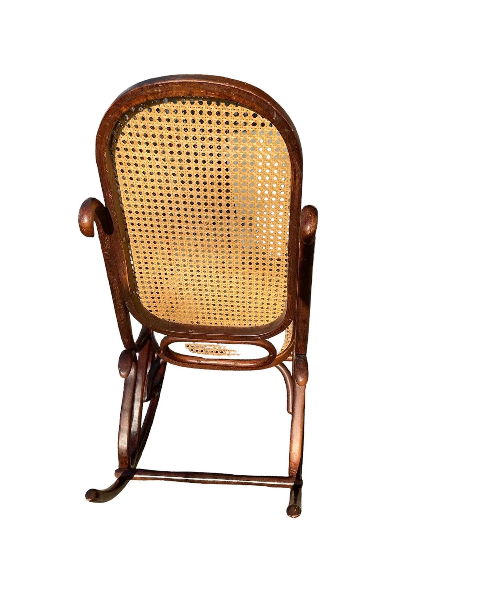 Early 20th Century Bentwood Cane Back Rocking Chair in the Style of Michael Thonet, Made in Poland - 5