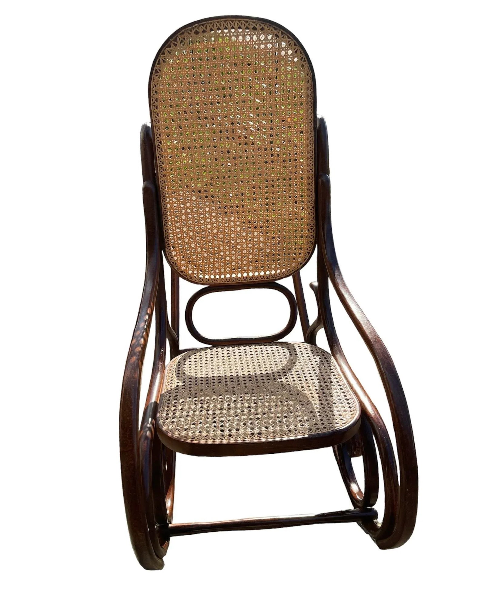 Early 20th Century Bentwood Cane Back Rocking Chair in the Style of Michael Thonet, Made in Poland - 6