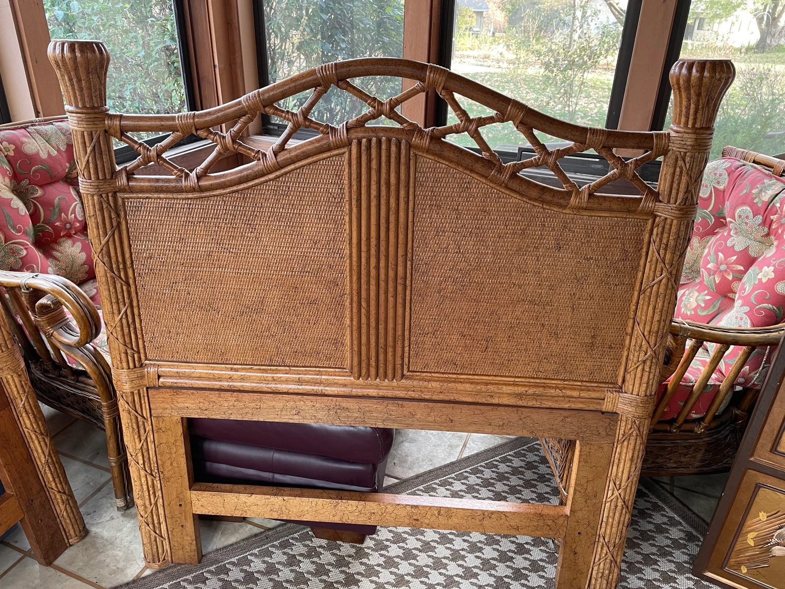 1980s Ficks Reed Twin Faux Tortoise Headboards - a Pair - 4