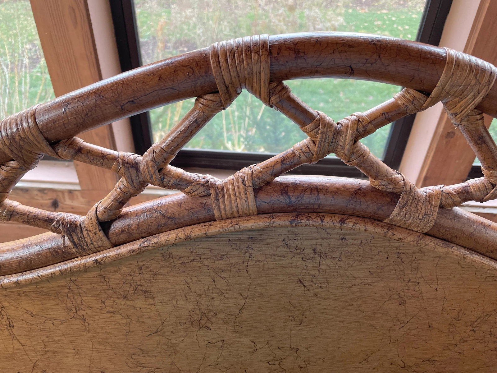 1980s Ficks Reed Twin Faux Tortoise Headboards - a Pair - 5