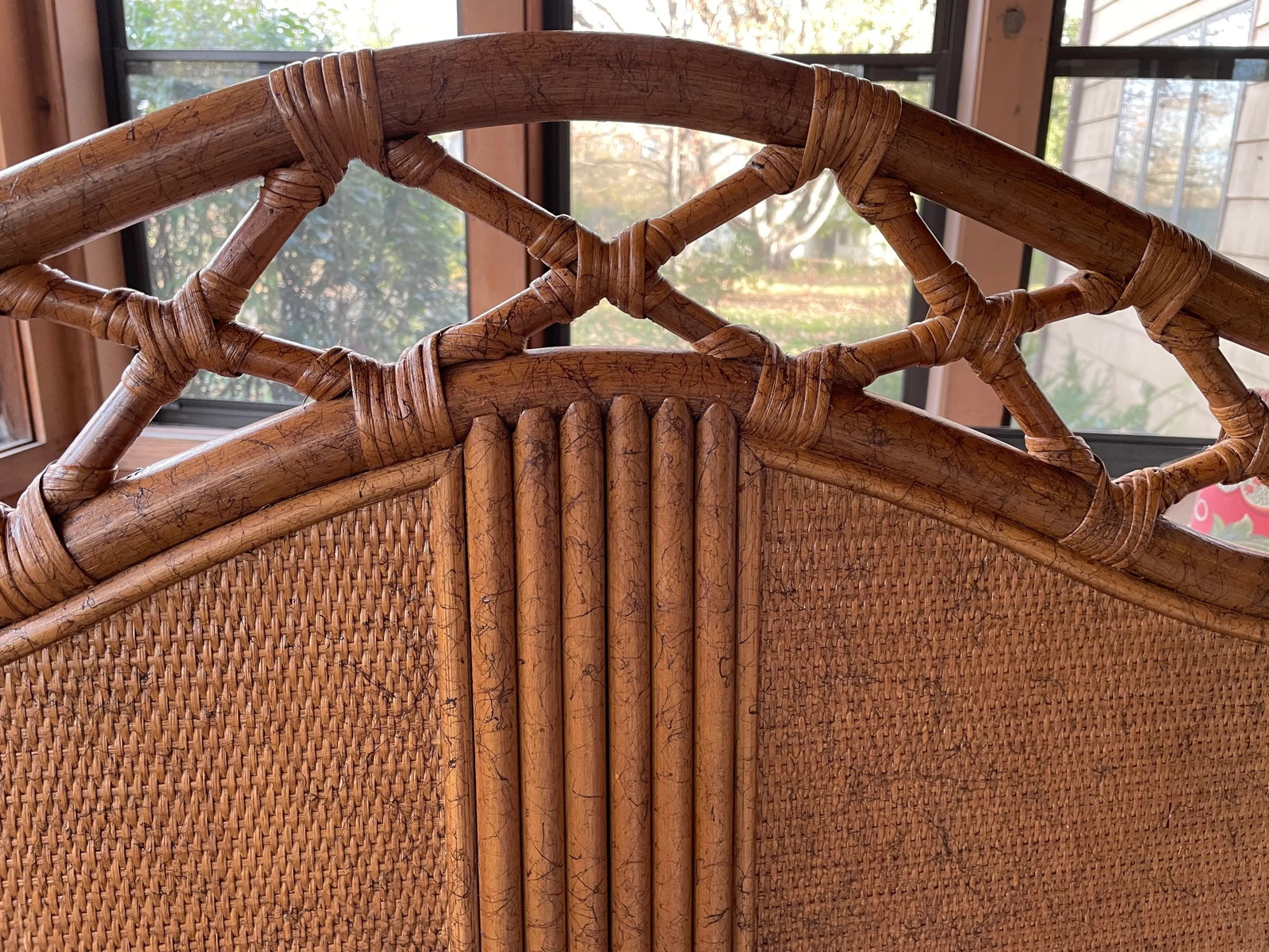 1980s Ficks Reed Twin Faux Tortoise Headboards - a Pair - 8
