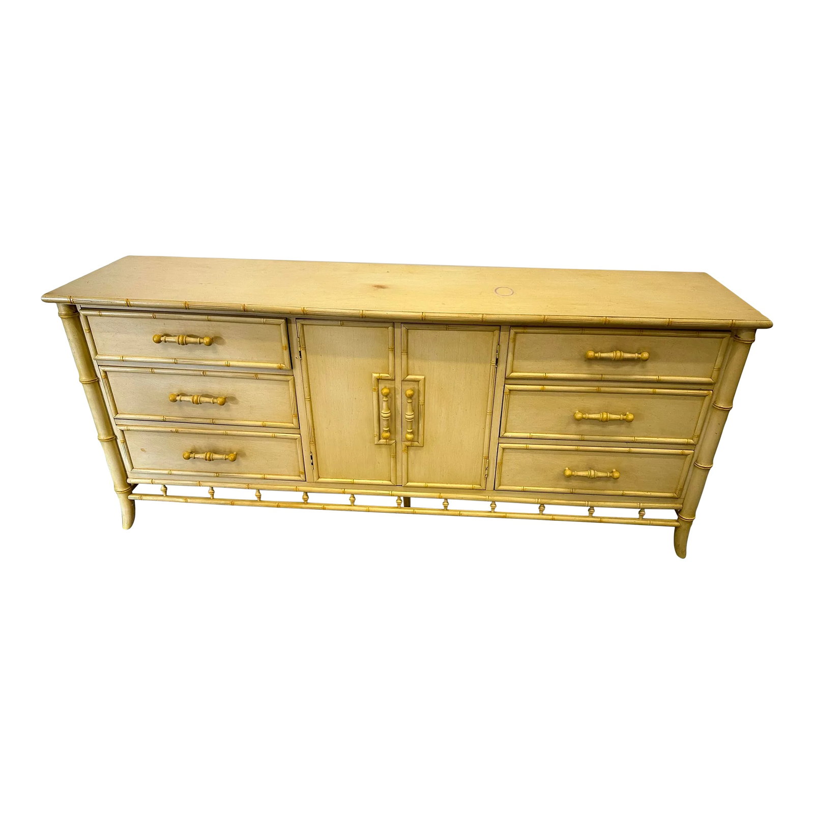 1950s Century Faux Bamboo 9 Drawer Dresser: Beautiful Hollywood Regency Faux Bamboo Century Dresser. Very Palm Beach Chic. Hard to find Century piece. Very versatile and with lots of storage. In good vintage conditions. A few minor blemishes.