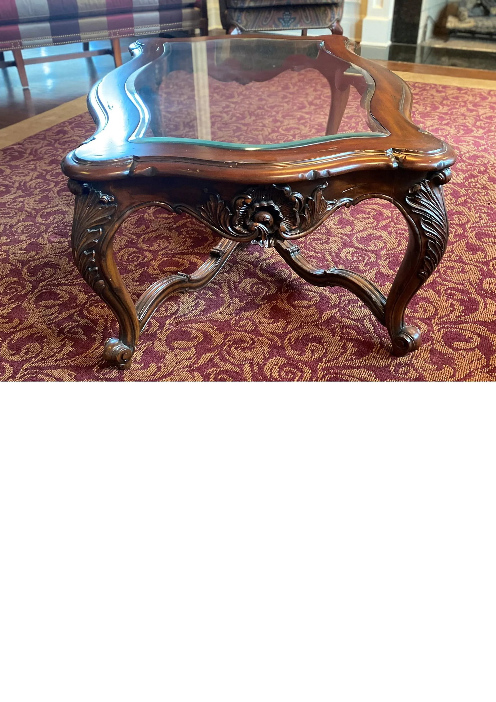 Wood Cocktail Table With Glass Inlay - 2