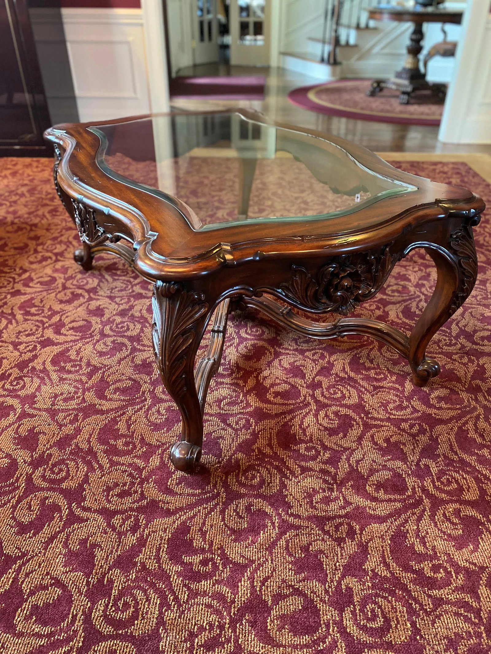 Wood Cocktail Table With Glass Inlay - 3