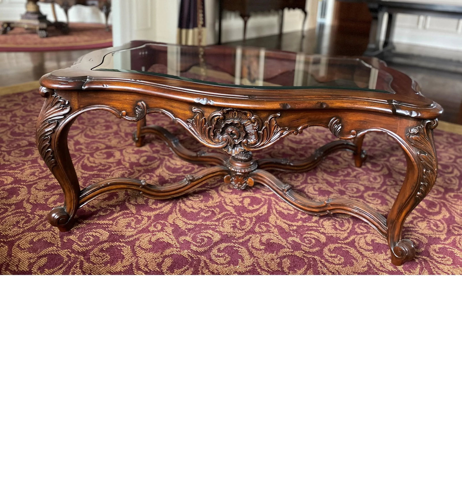 Wood Cocktail Table With Glass Inlay - 5