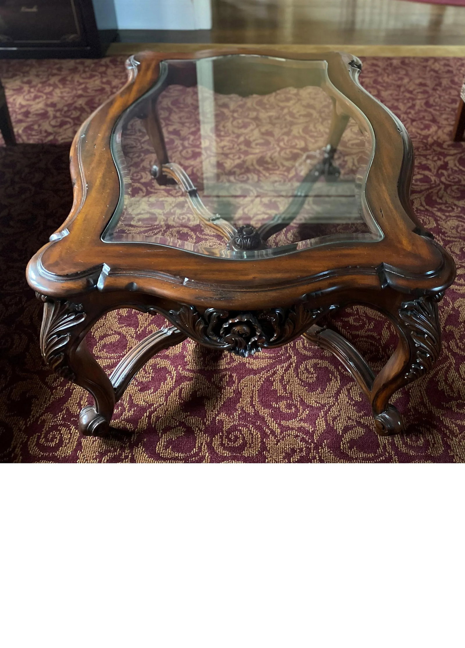 Wood Cocktail Table With Glass Inlay - 6