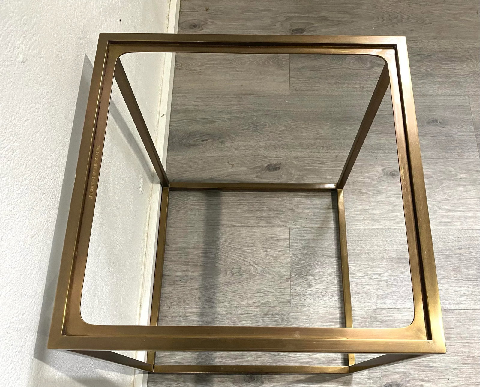 Contemporary Embossed Leather Top Tray Table on Open Frame by Theodore Alexander - 10