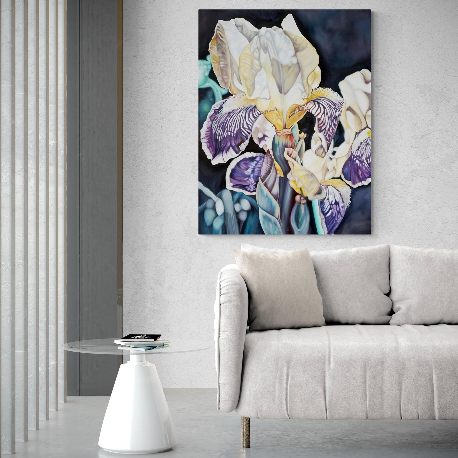 2000s "Zebra Iris" Large Gallery Wrapped Oil Painting by Judith Moore - 2
