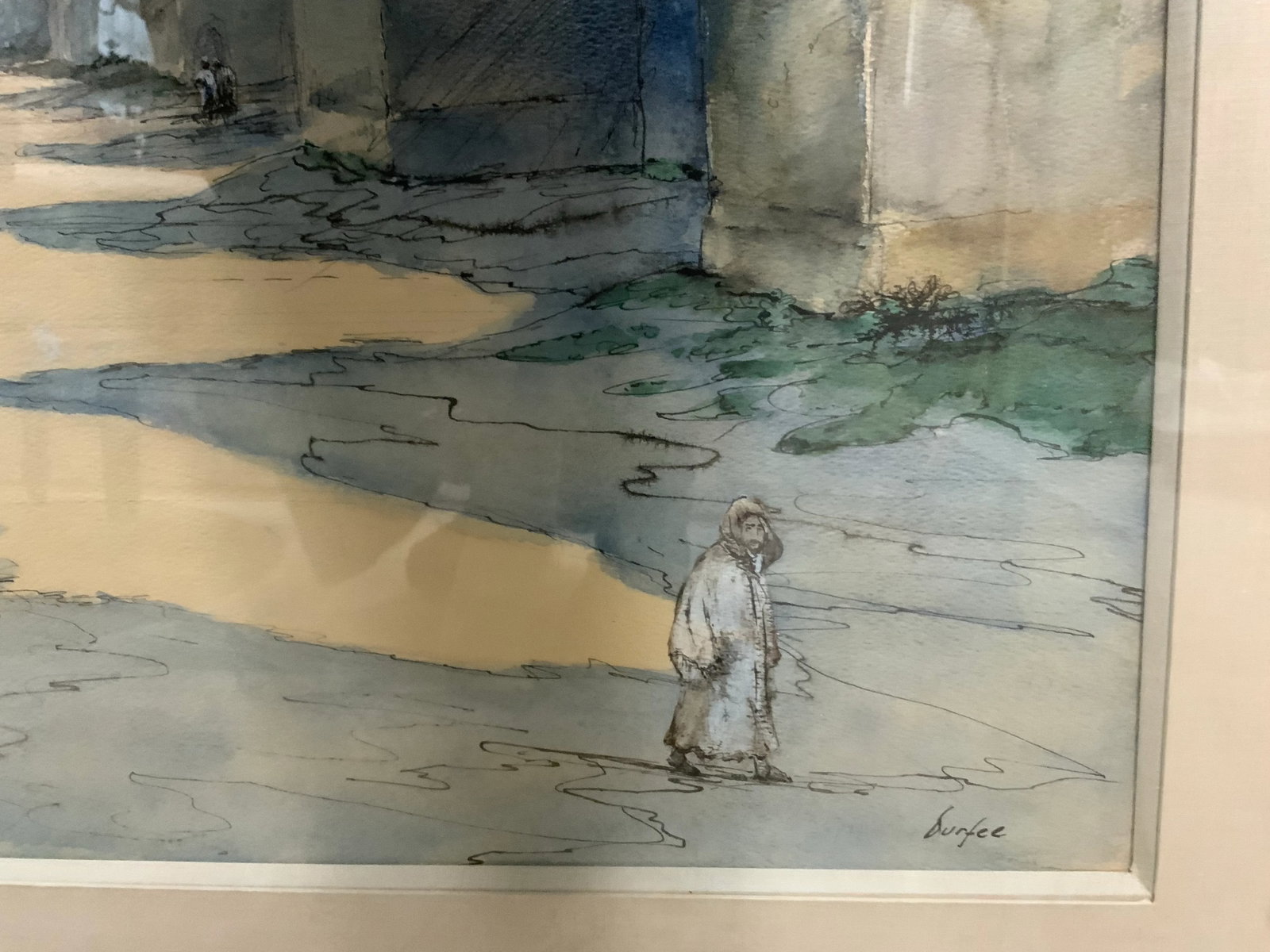 "Moroccan Village" Large Framed Watercolor by Hazard Durfee . - 5