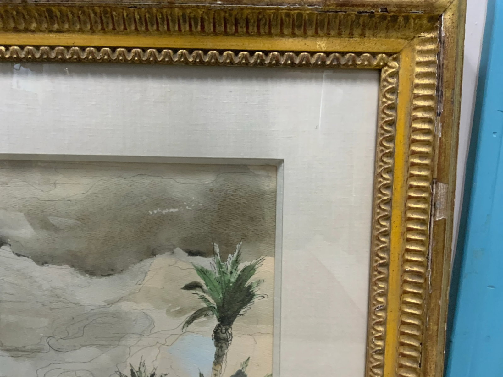 "Moroccan Village" Large Framed Watercolor by Hazard Durfee . - 7