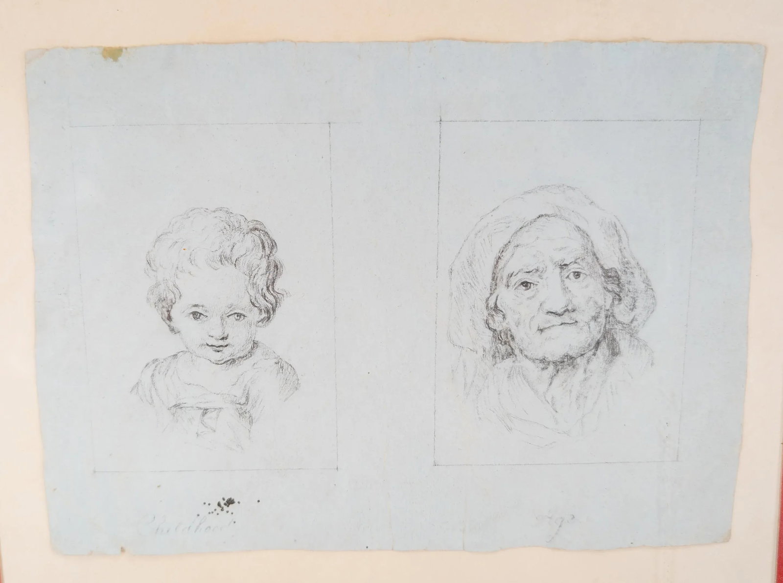 18th or 19th Century Pencil Drawing Study of Age With Childhood and Age - 2