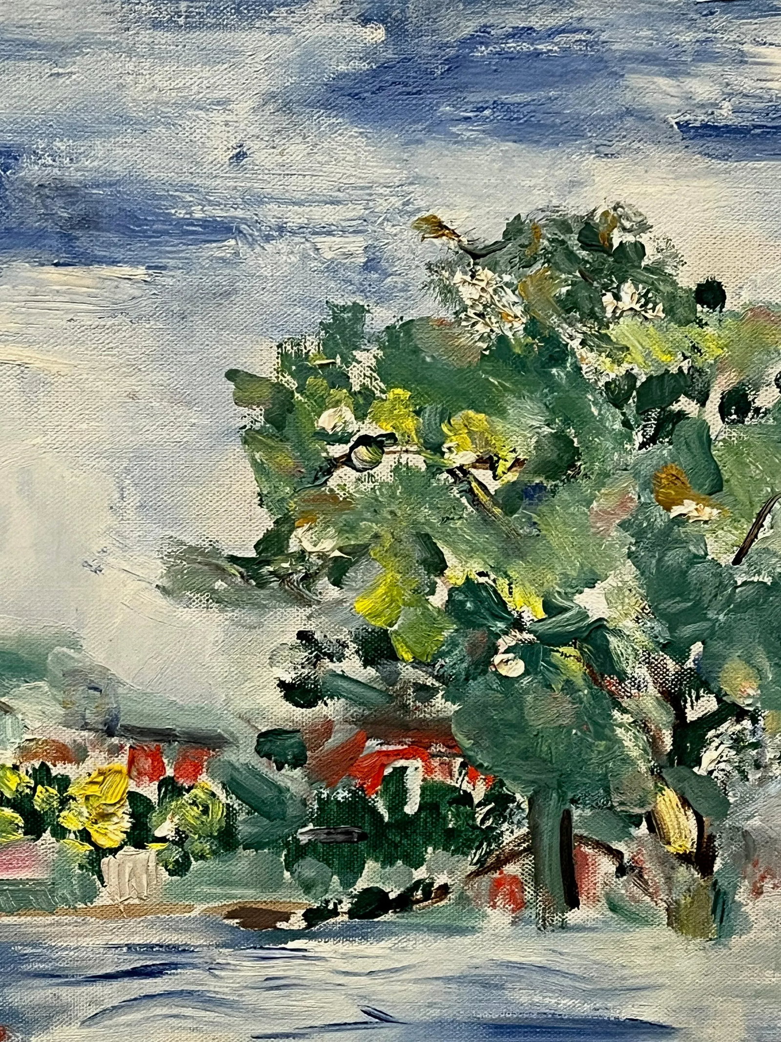 Vintage Modern Expressionist Colorful Painting of a Park Scene - 3
