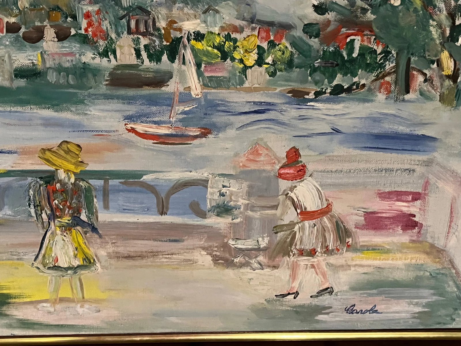 Vintage Modern Expressionist Colorful Painting of a Park Scene - 4