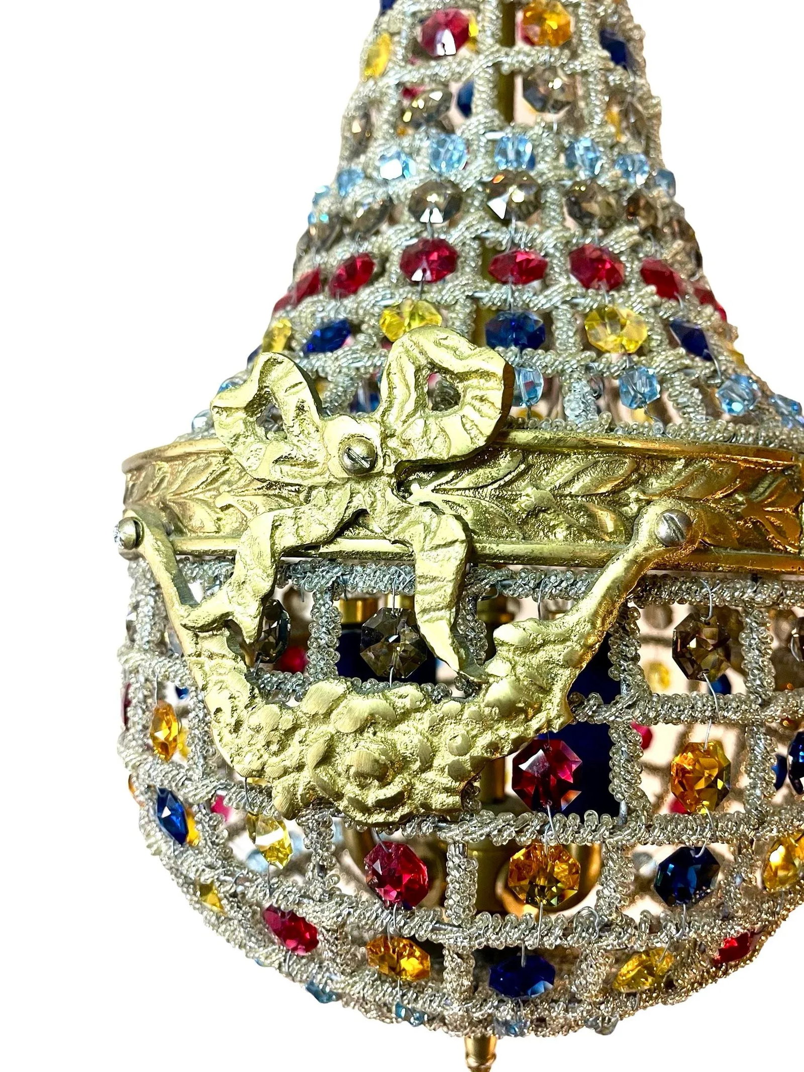 Early 20th Century Karen Curtis Louis XVI French Empire Style Strass Swarovski Crystal Beaded Basket - 5