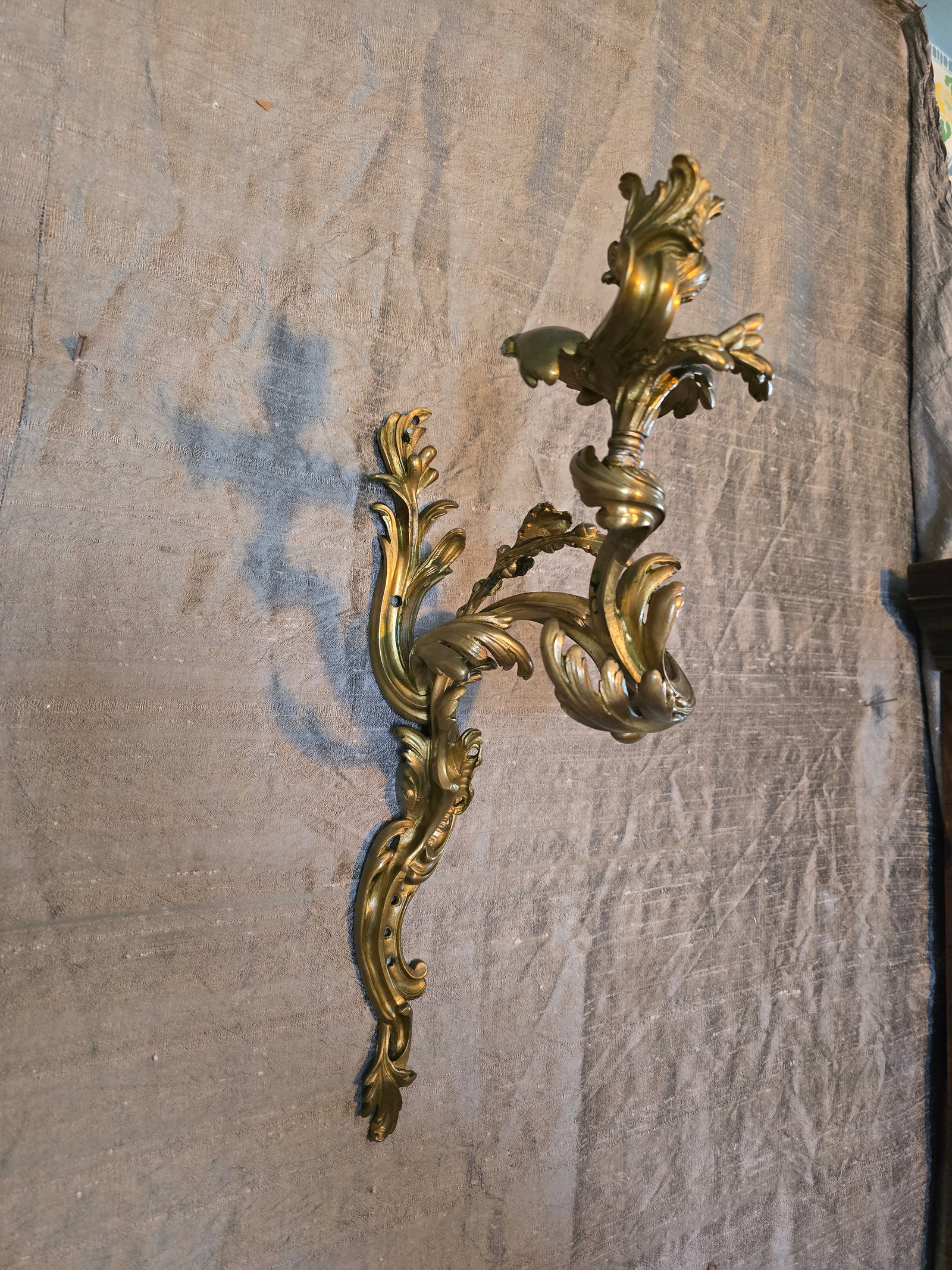Antique French Louis XV Style Bronze Pair Sconces Ormolu Gilt - a Pair - 10