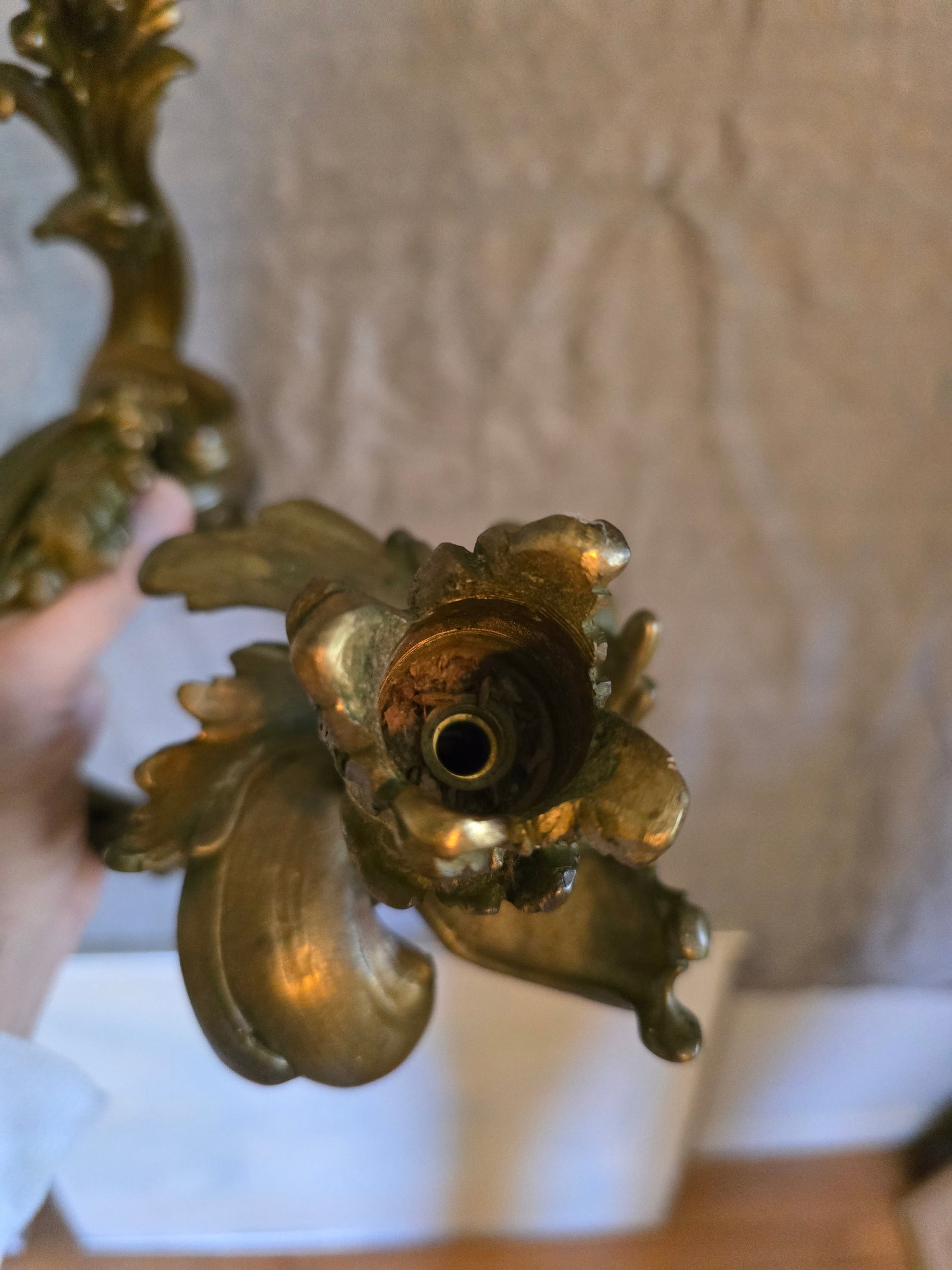Antique French Louis XV Style Bronze Pair Sconces Ormolu Gilt - a Pair - 8