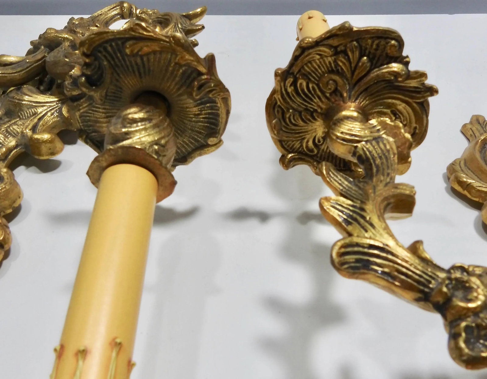 Art Deco French Bronze Wall Sconces With Electrified Candelabra - a Pair - 10
