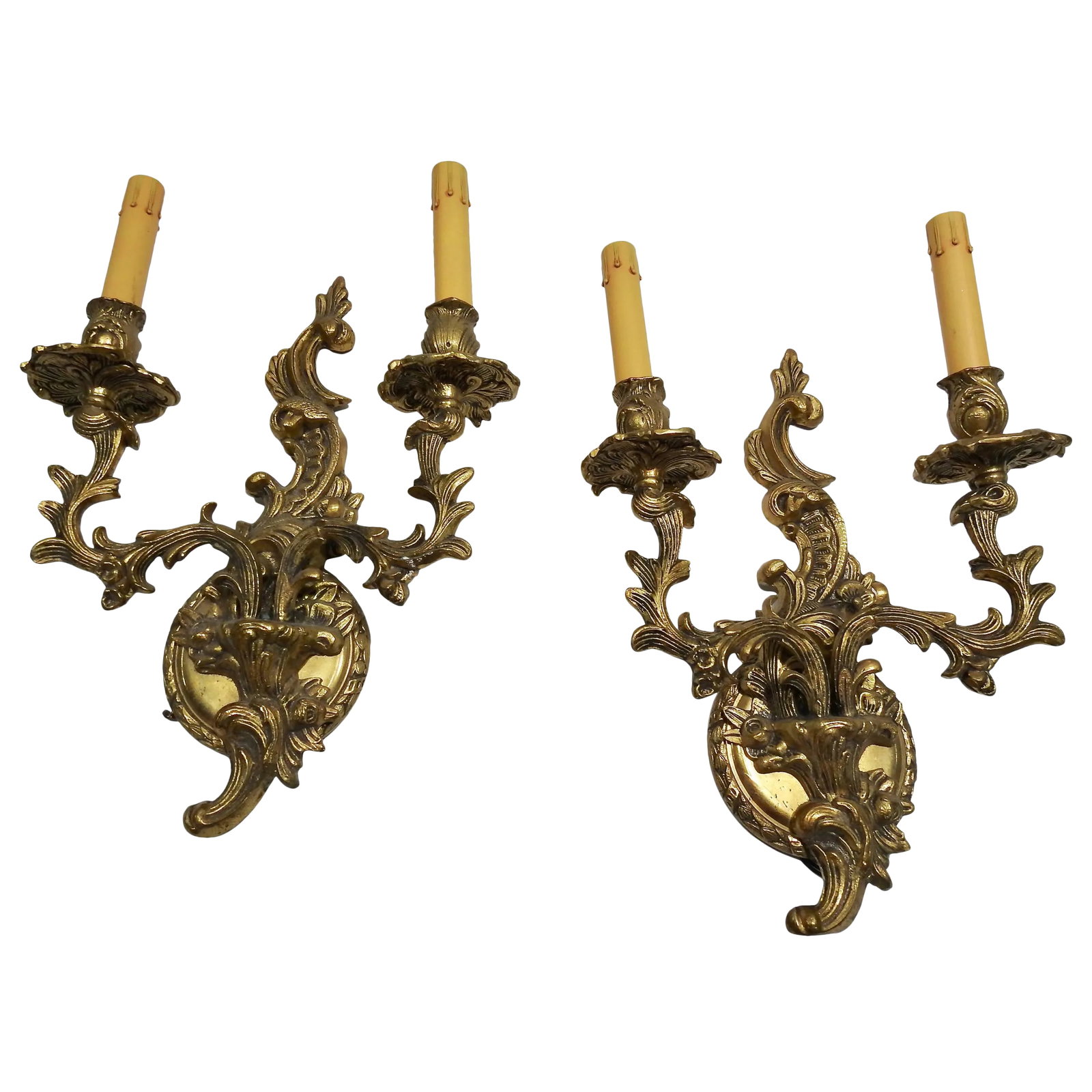 Art Deco French Bronze Wall Sconces With Electrified Candelabra - a Pair (1 of 11)