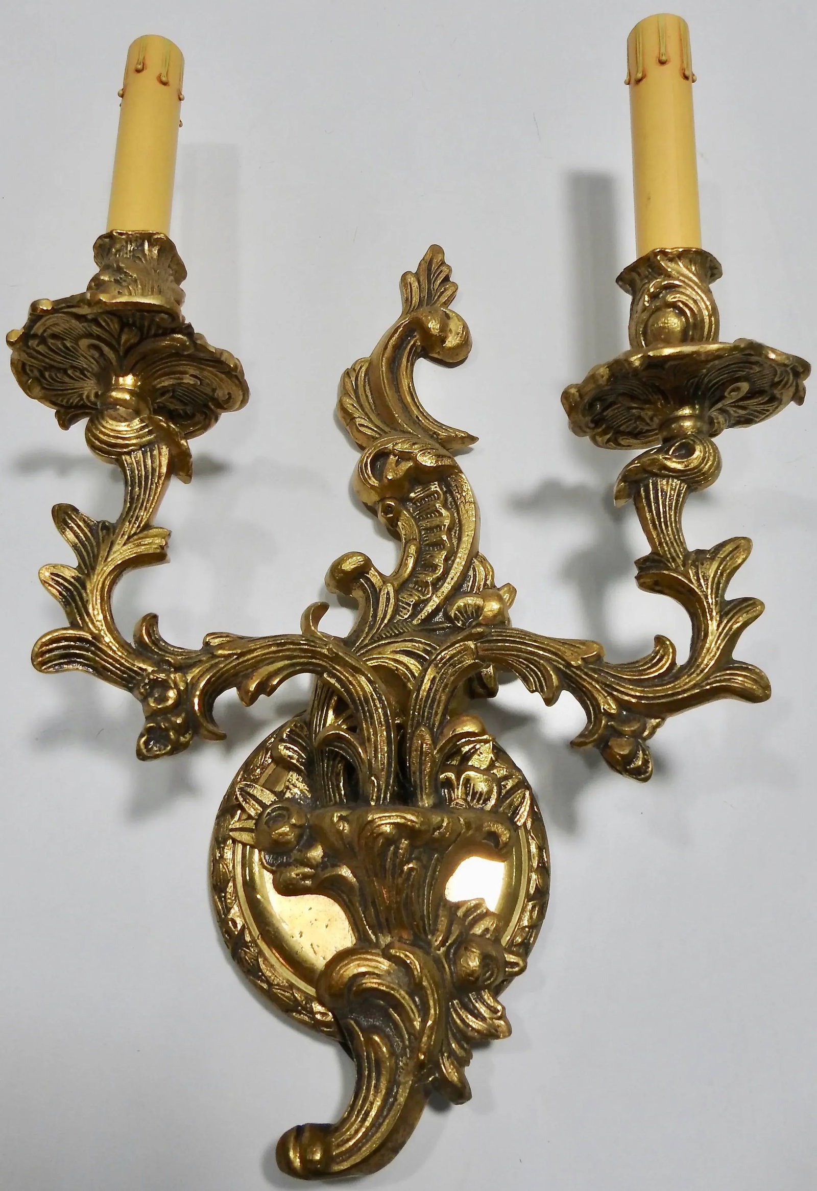 Art Deco French Bronze Wall Sconces With Electrified Candelabra - a Pair - 2