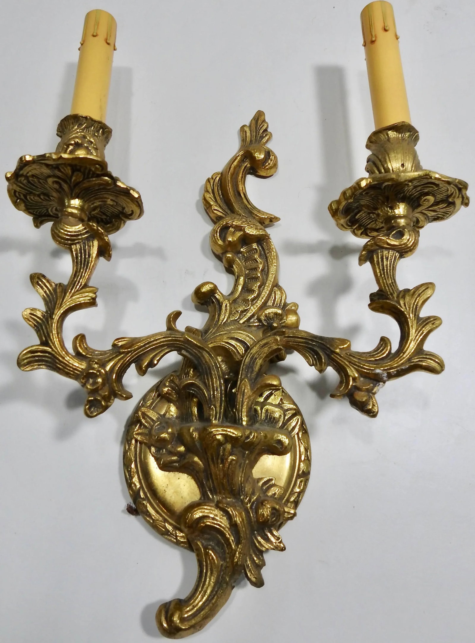 Art Deco French Bronze Wall Sconces With Electrified Candelabra - a Pair - 3