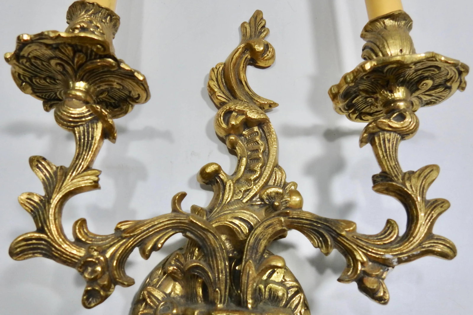 Art Deco French Bronze Wall Sconces With Electrified Candelabra - a Pair - 5