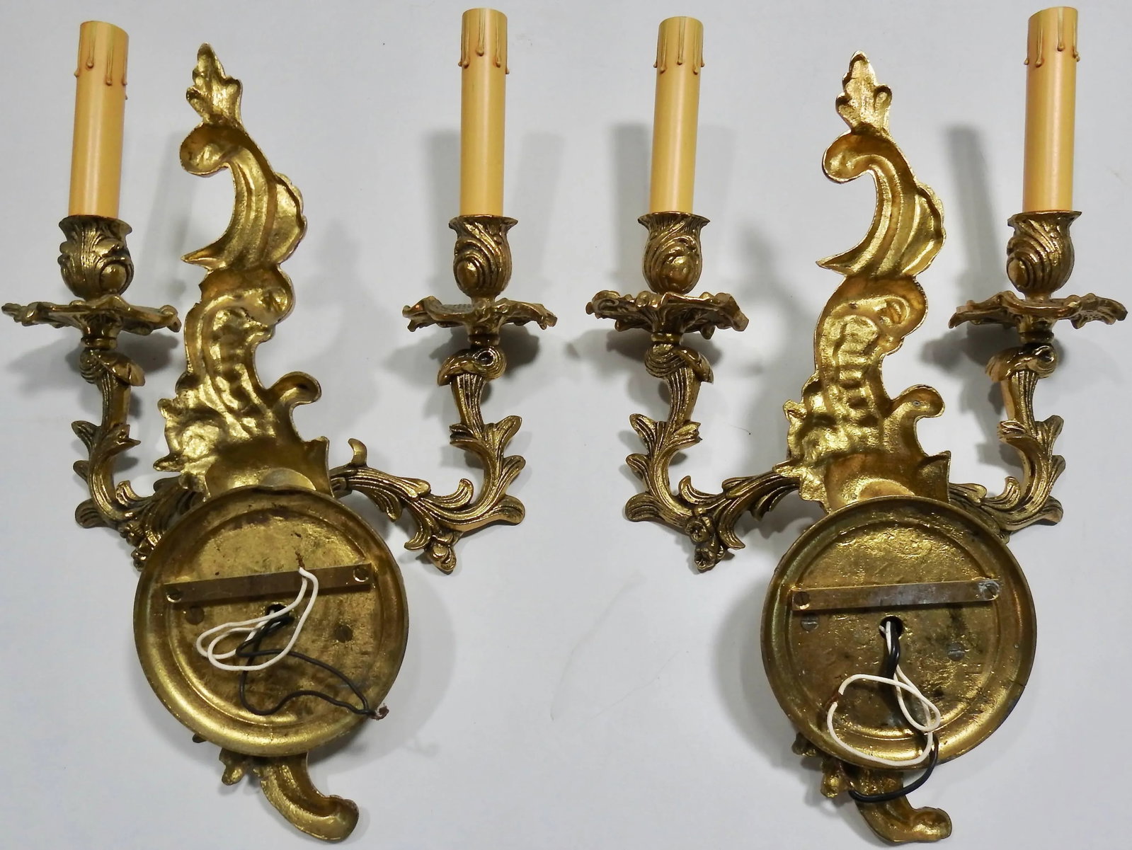 Art Deco French Bronze Wall Sconces With Electrified Candelabra - a Pair - 7