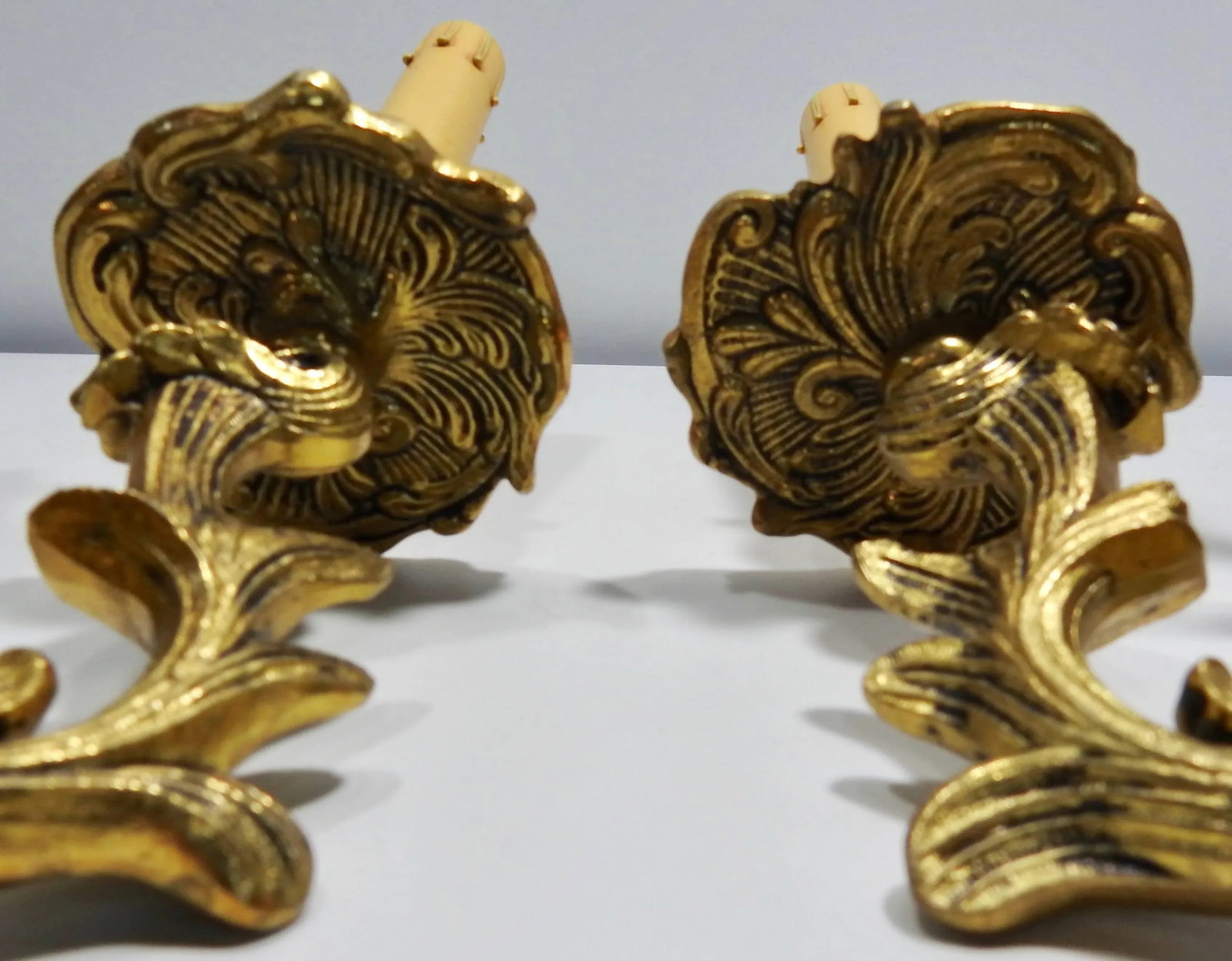 Art Deco French Bronze Wall Sconces With Electrified Candelabra - a Pair - 9