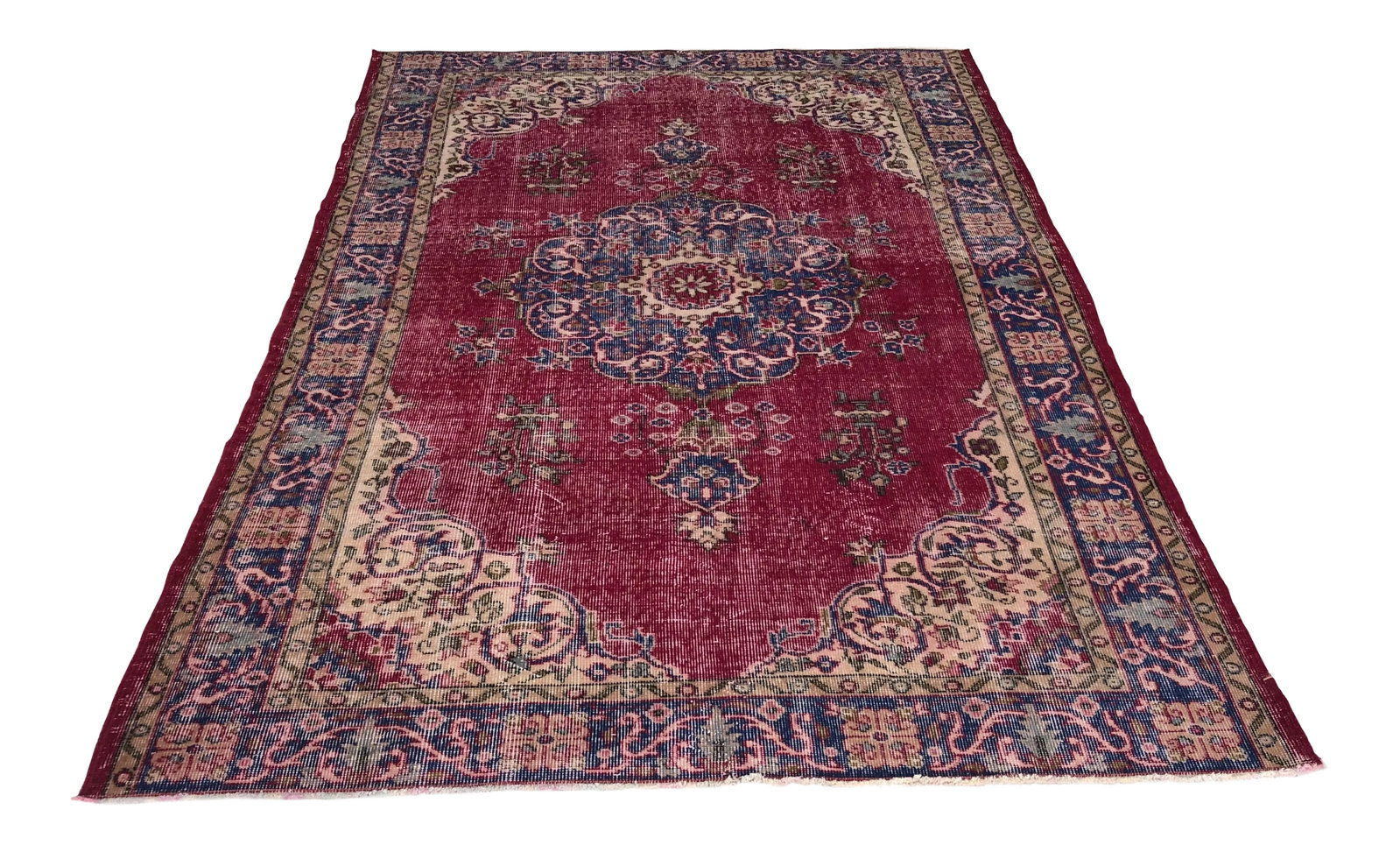 1970s Vintage Turkish Handwoven Rug - 5'6'' * 8'5'': This is a vintage nomadic wool Turkish rug. The piece was made in the 1970s. Condition: Alterations: Original Condition Unaltered Imperfections: Some Imperfections Condition Notes: Excellent Origin: T