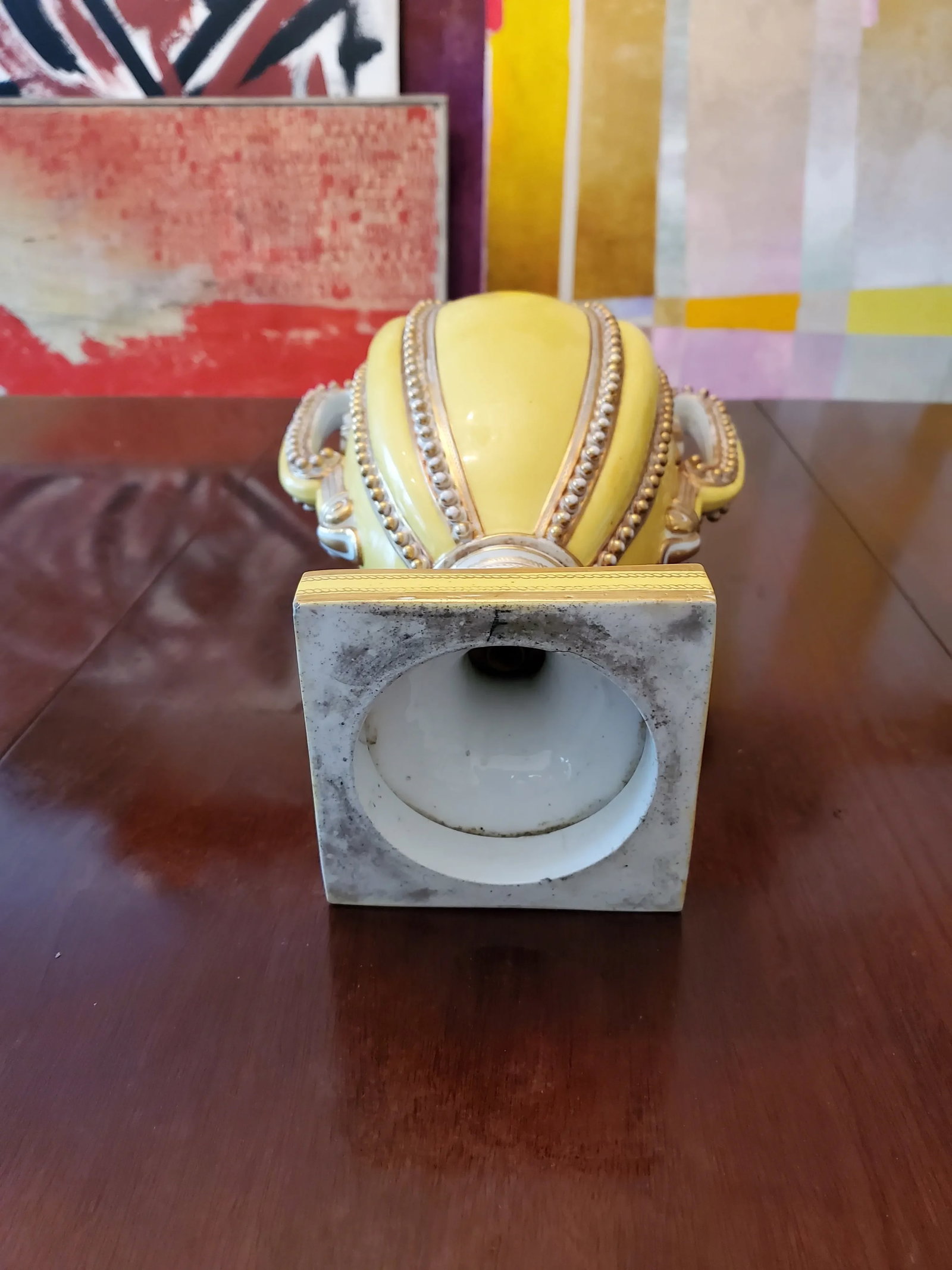 Antique Sevres Style Yellow Porcelain Sea Shell Urn - 6